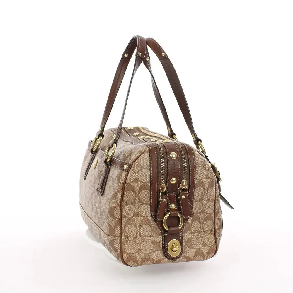 Coach Vintage Heritage Stripe Signature Buckle Brown Bag